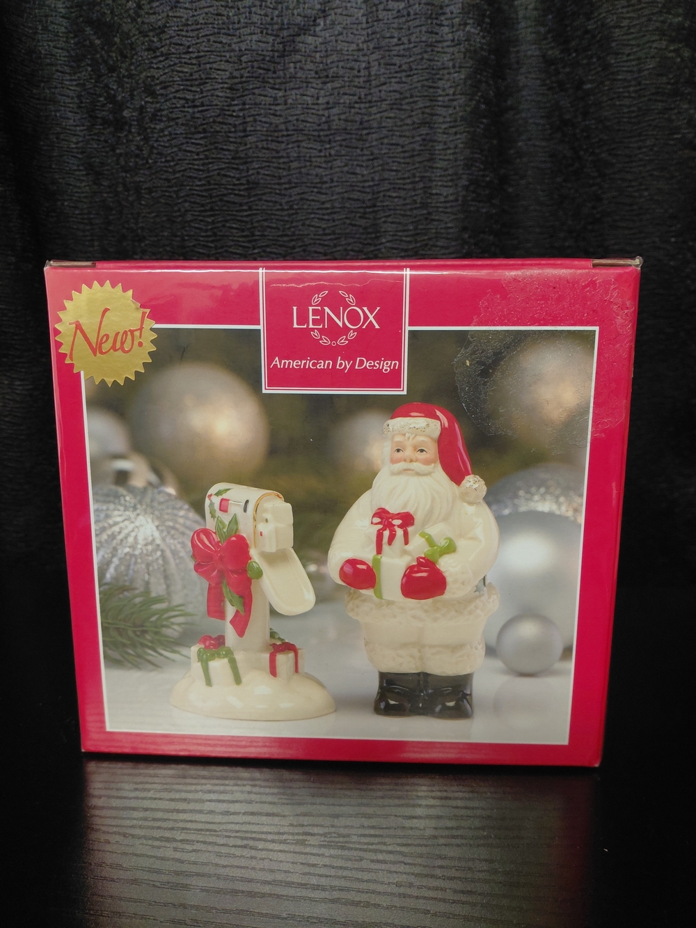 Lenox Cream and Red Santa Salt & Pepper Shakers - Holiday Set